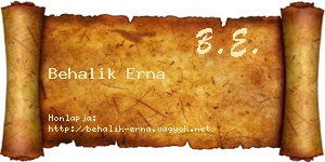 Behalik Erna névjegykártya